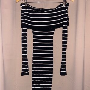 Meshki Black and White Striped Knit Top